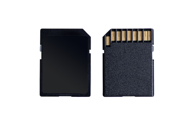 Premium Photo | Back and front view of black sd memory card isolated on ...