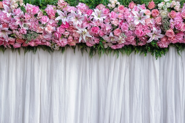 Premium Photo | Backdrop flowers arrangement for wedding ceremony and event