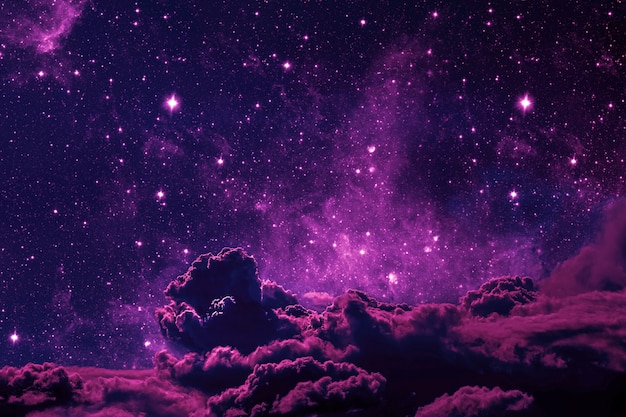 Premium Photo Backgrounds Night Sky With Stars And Moon And Clouds Plastic Pink Color Elements Of This Image Furnished By Nasa