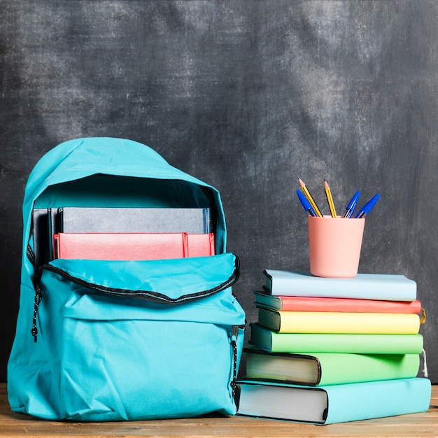 backpack with books