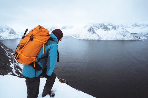 Premium Photo Backpacker Hiking Up Segla Mountain In Norway