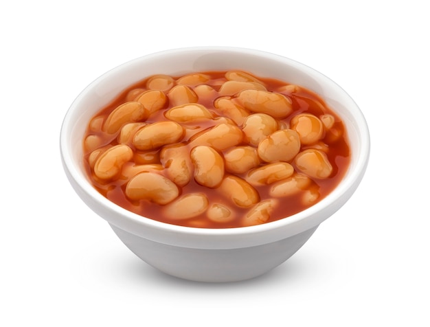  Baked beans in tomato sauce isolated on white