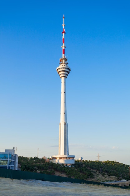 Premium Photo | The baku tv tower is a free standing concrete ...