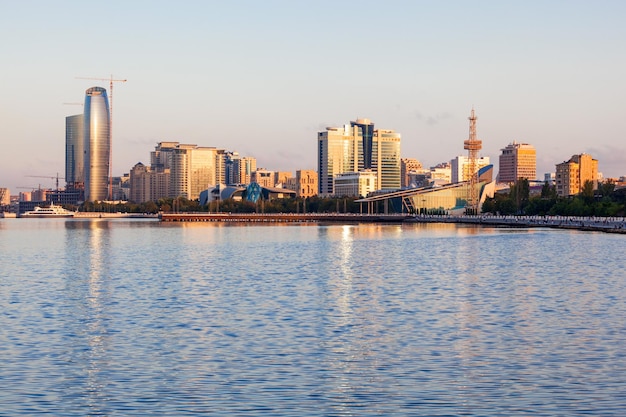 Premium Photo | Baky Skyline View From Baku Boulevard (the Caspian Sea ...