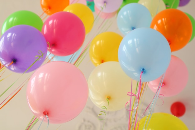 Premium Photo | Balloon yellow pink blue red green orange