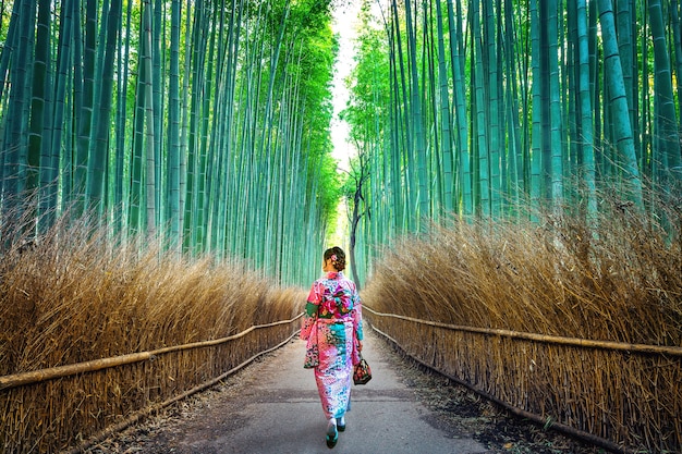 Free Photo | Bamboo Forest. Asian Woman Wearing Japanese Traditional ...