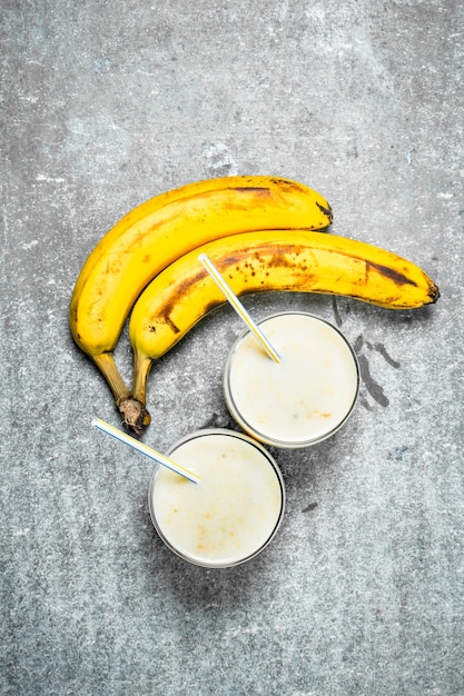 Premium Photo Banana Smoothie With Milk