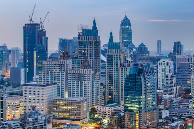 Premium Photo | Bangkok cityscape, business district with high building ...