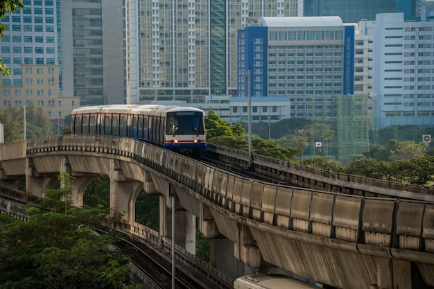 Bangkok Sky Train Sky Train In Downtown Of Bangkokthailand Pre