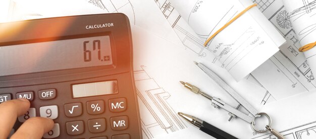 premium-photo-banner-man-calculating-the-cost-of-architect-design