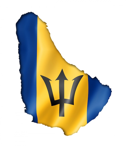 Premium Photo | Barbados flag map