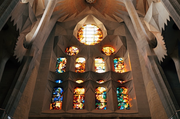 Premium Photo Barcelona Spain December Stained Windows From Inside The Sagrada Familia In Barcelona Spain