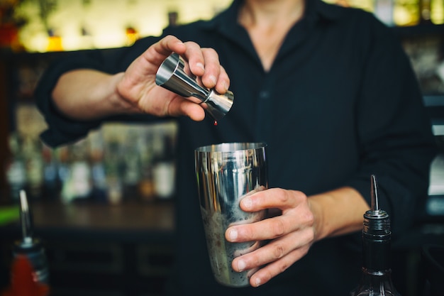Barman at work in the pub Free Photo