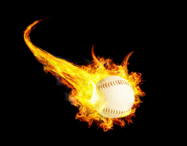 煙とスピードで火の野球ボール プレミアム写真
