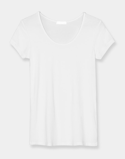 Free Photo | Basic white scoop neck tee women’s apparel front view