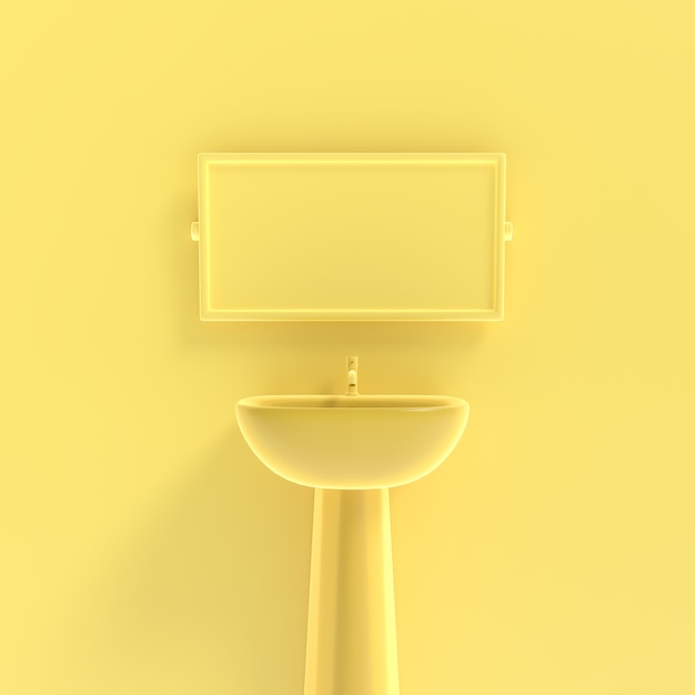 Download Basin and mirror mock-up yellow pastel background minimal ...