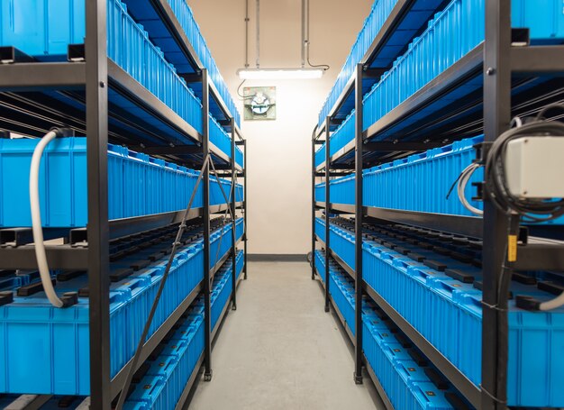 Premium Photo | Battery room,rows of batteries in industrial backup