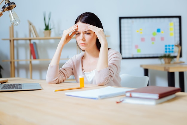 Premium Photo | Be serious. frustrated brunette wrinkling forehead and ...