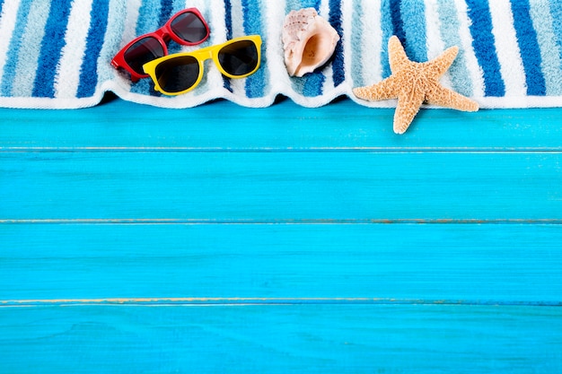 Beach elements over a decking floor Photo | Free Download