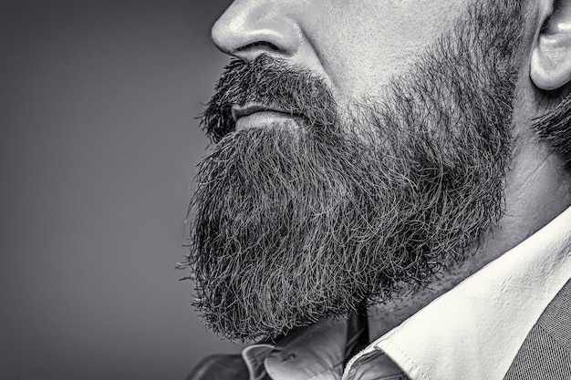 Premium Photo Bearded Man Close Up Beard Is His Style Closeup Of