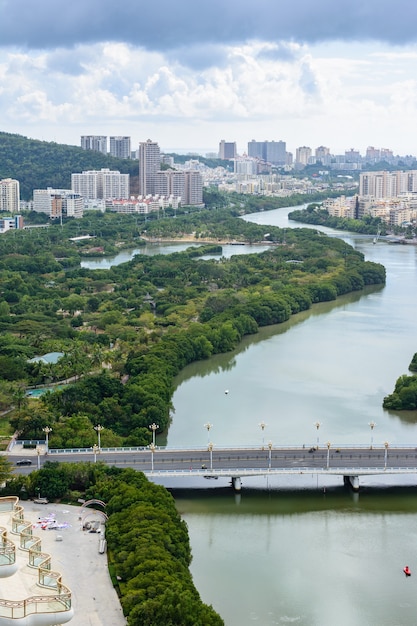 Premium Photo | Beautiful aerial panoramic view of the city of sanya ...