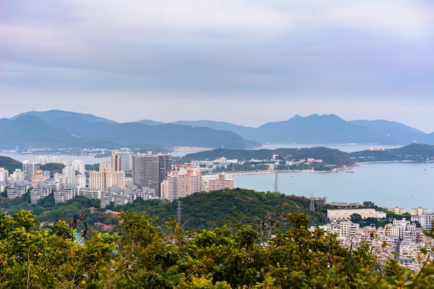 Premium Photo | Beautiful aerial panoramic view of the city of sanya ...