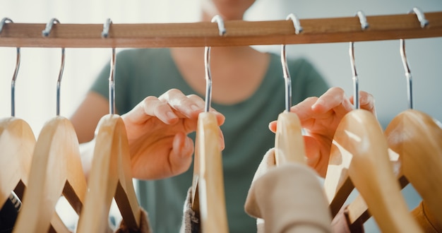 clothes with wooden hanger