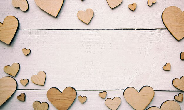 unpainted wooden hearts