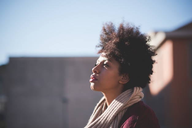 Premium Photo | Beautiful black curly hair african woman