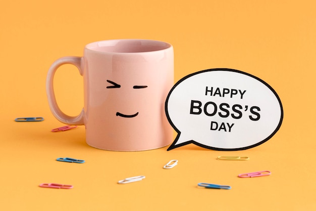 Free Photo | Beautiful boss day concept with cups