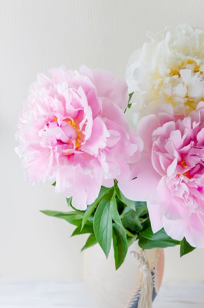 Premium Photo | Beautiful bouquet of pink and white peonies