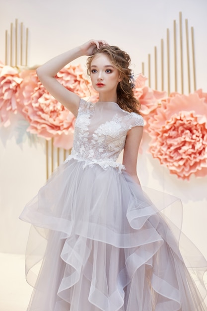 Beautiful Bride In An Expensive Wedding Dress Premium Photo