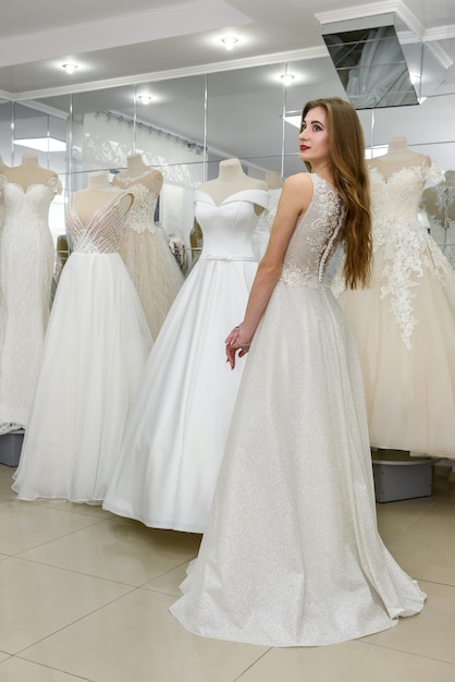 wearing wedding dress