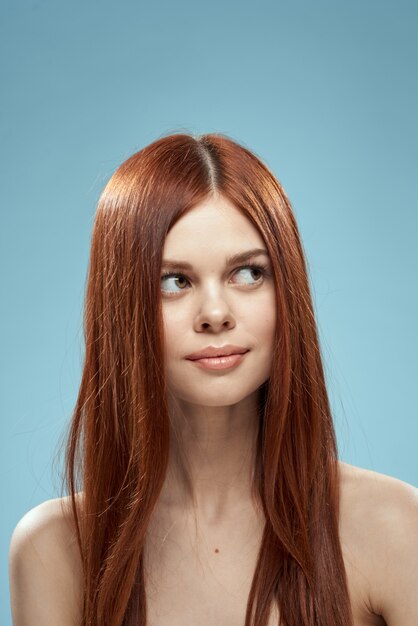 Premium Photo Beautiful Brunette Long Hair Naked Shoulders Cosmetics Charm Health Care