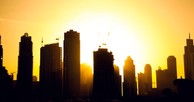 Premium Photo | Beautiful buildings in sunset