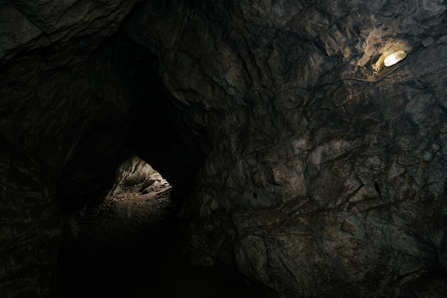 Premium Photo Beautiful Cave View From Inside Dark Dungeon Textured