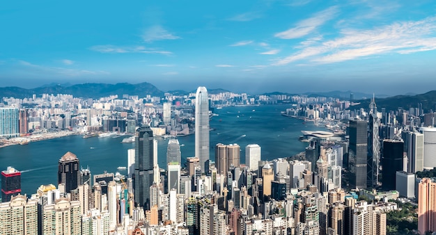 Premium Photo | Beautiful city skyline of hong kong, china