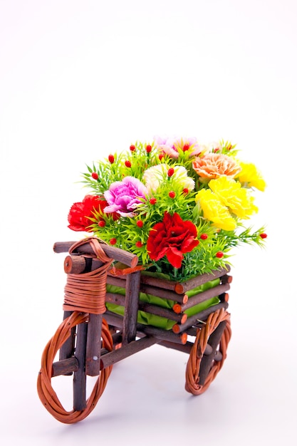 Premium Photo | Beautiful and colorful flower bouquet in wooden basket