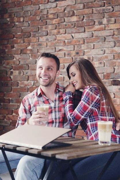 Free Photo Beautiful Couple At The Cafe