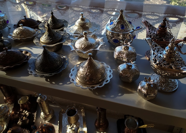 Premium Photo | Beautiful crimean tatar metal brass dishes with chasing ...