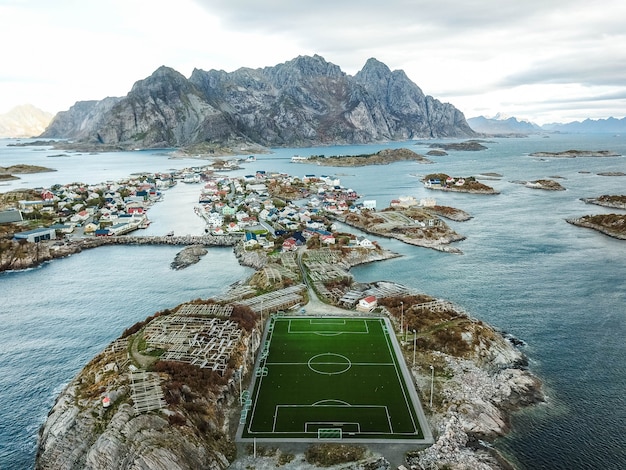 Beautiful football pitch in norway Free Photo