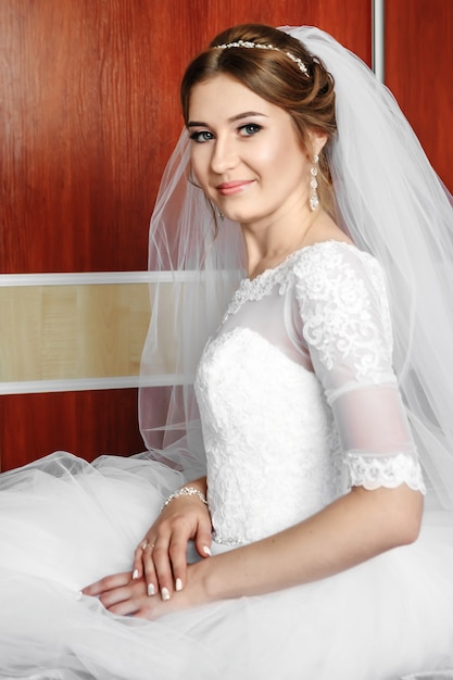 beautiful girl in bridal dress