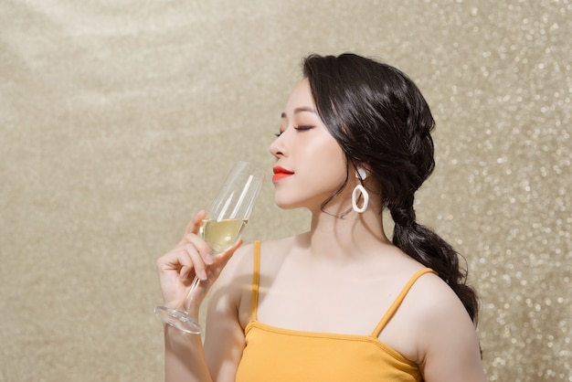 Premium Photo | Beautiful girl holding champange glass.valentines day