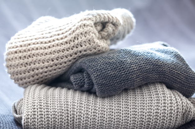 Free Photo | Beautiful knitted clothes, neatly folded, close-up ...