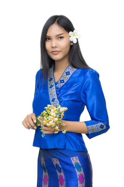 Premium Photo Beautiful Laos Girl In Laos Costume On White Background