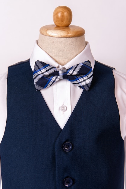 Beautiful Men's Blue Suit with Shirt and Blue Bow Tie