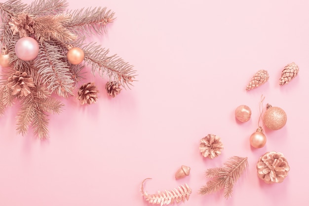 Premium Photo | Beautiful modern christmas background in gold and pink ...