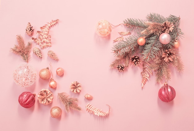 Premium Photo | Beautiful modern christmas background in gold and pink ...