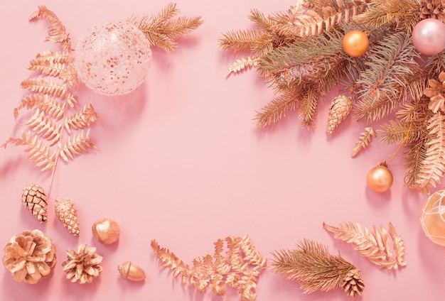 Premium Photo | Beautiful modern christmas background in gold and pink ...