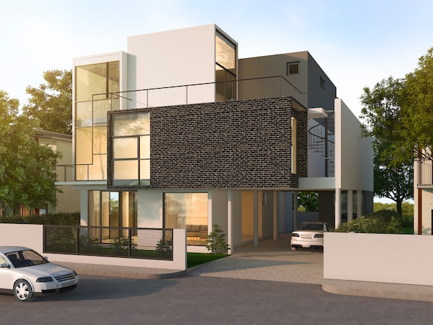 Premium Photo Beautiful Modern Design Black Brick House Near Park And Nature